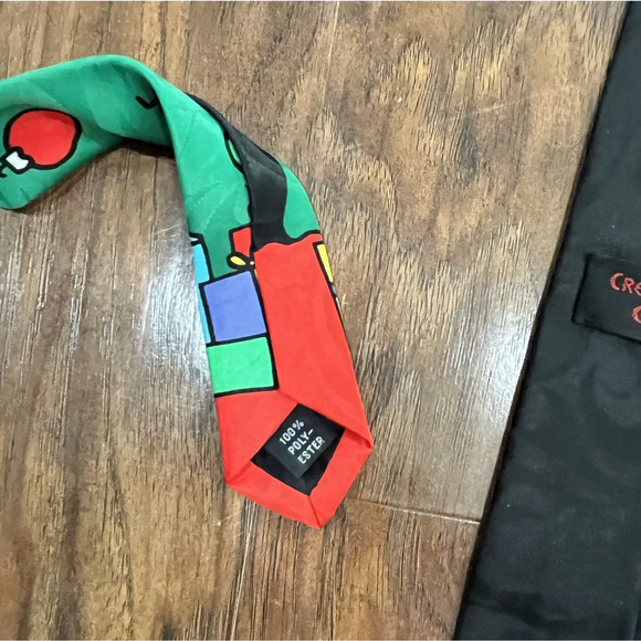 Vintage Christmas Necktie Black Christmas Tree big star - Picture 3 of 5